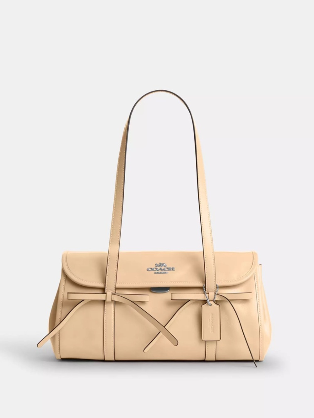 NWT Coach Bridget Flap Shoulder Bag With Bows Leather Light Sand CDY94 RARE